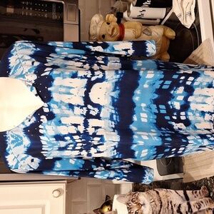 l womens Alia casual blue stretch 3/4 sleeve pullover plus size top 2X